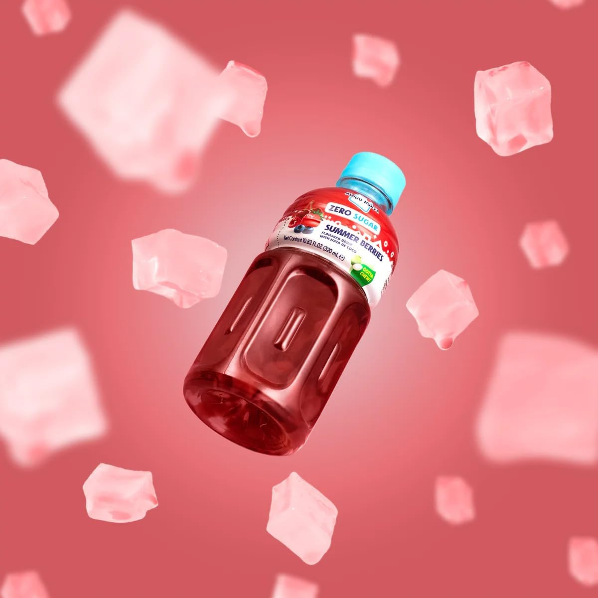 Mogu Mogu Summer Berries Drink with Nata De Coco | Fruit Juice with Chewy Jelly Pieces | Asian Drink for Kids and Adults | 320Ml Bottle Pack of 6