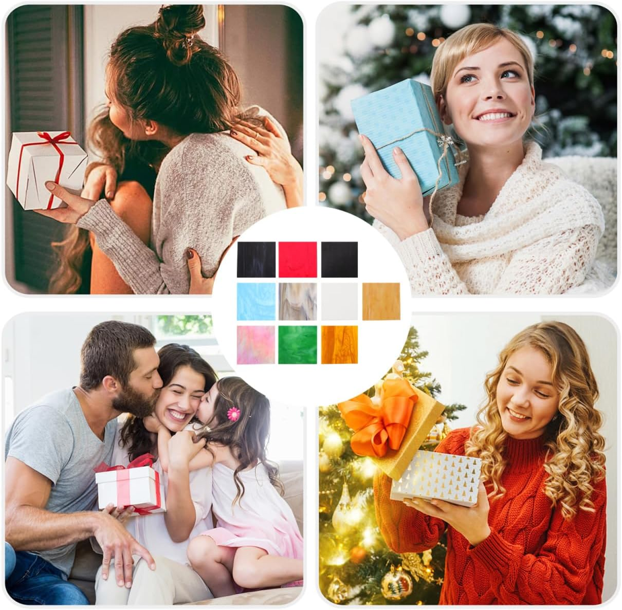 SHINEOFI 10Pcs Stainless Steel Mica Glass Sheets - Assorted Colors for DIY Cathedral Arts Projects with Water Ripple Texture image number 6