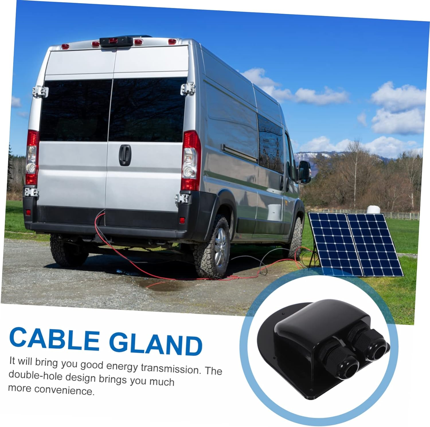 Photovoltaic Junction Box Abs Material Dual Cable Entry Solar Panel Wiring Cable Gland for Caravans Boats Rv Outdoor Use Protection image number 1