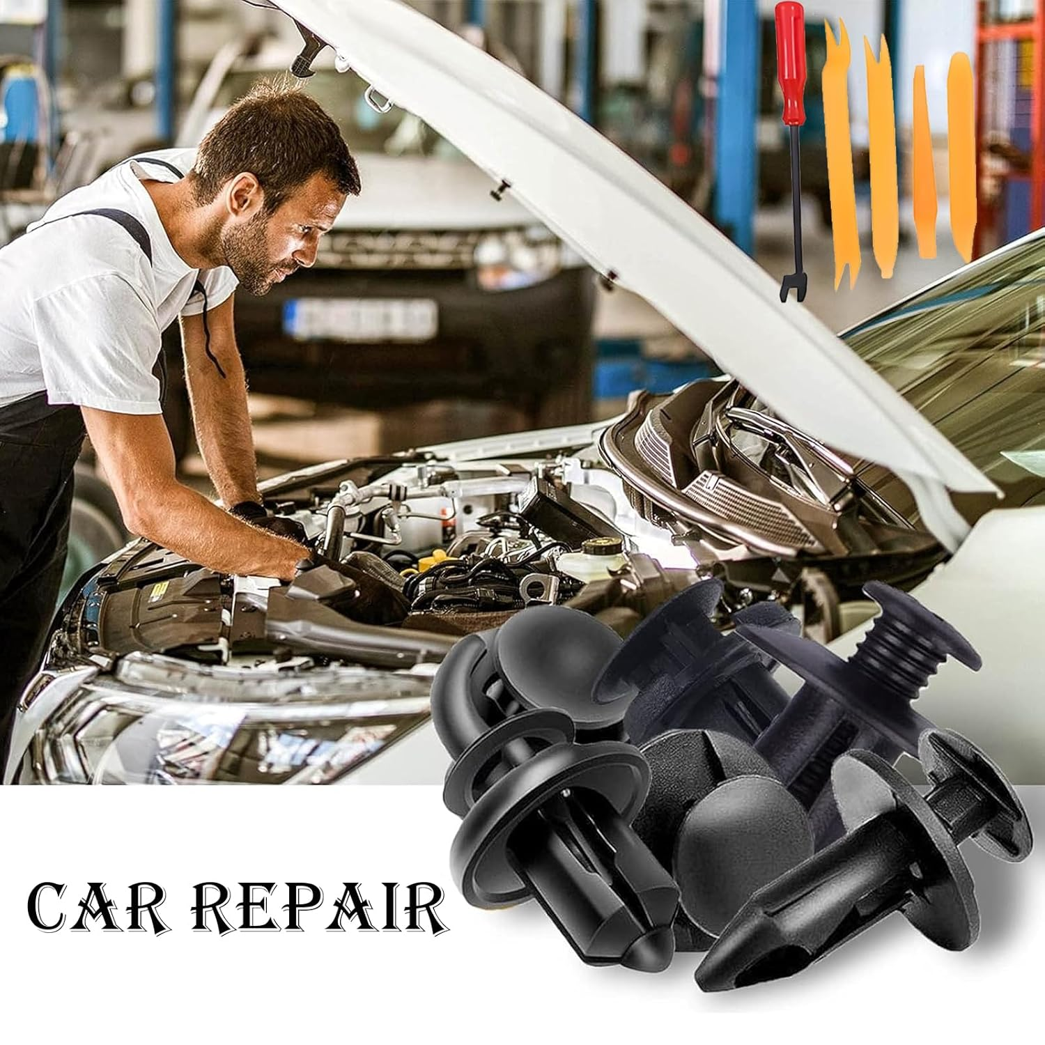 415PCS Auto Push Fastening Clips and Auto Fasteners Classification,Plastic Sales Rivets Expansion Screws Replace the Most Popular Size of Auto Sales Rivets Set-Door Trim Fender Clips+Disassembly Tool image number 4