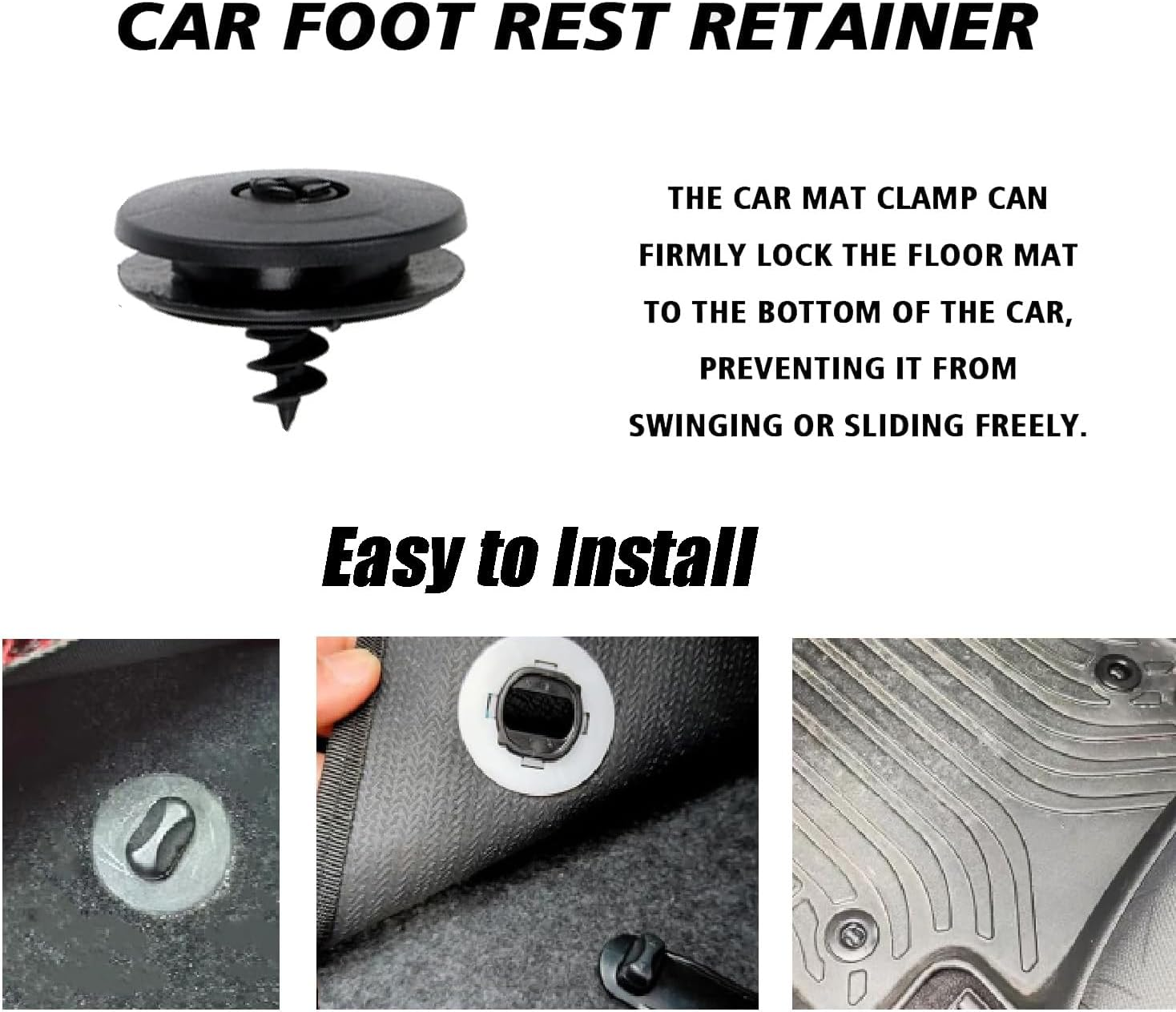 Wzenclave 4 Sets Car Floor Mat Retainer Clip Kit Automotive Carpet Clips Holder Clamps Car Floor Carpet Fixator Rotating Button Foot Pad anti Slip Buckle Compatible with Volkswagen and Skoda