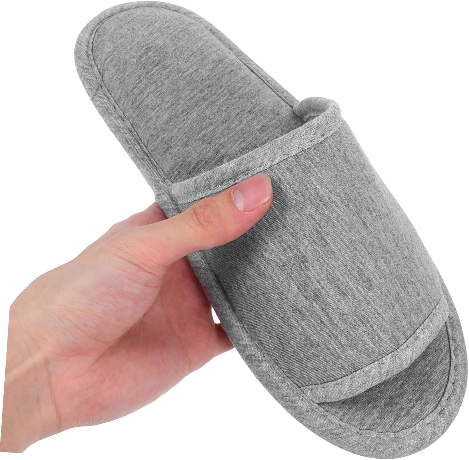TOPPERFUN Lightweight Folding Travel Slippers for Business Trips and Home Use EVA Portable Open Toe Slippers Soft Knitted Cotton Space Saving Grey Footwear for Hotel and Plane image number 1