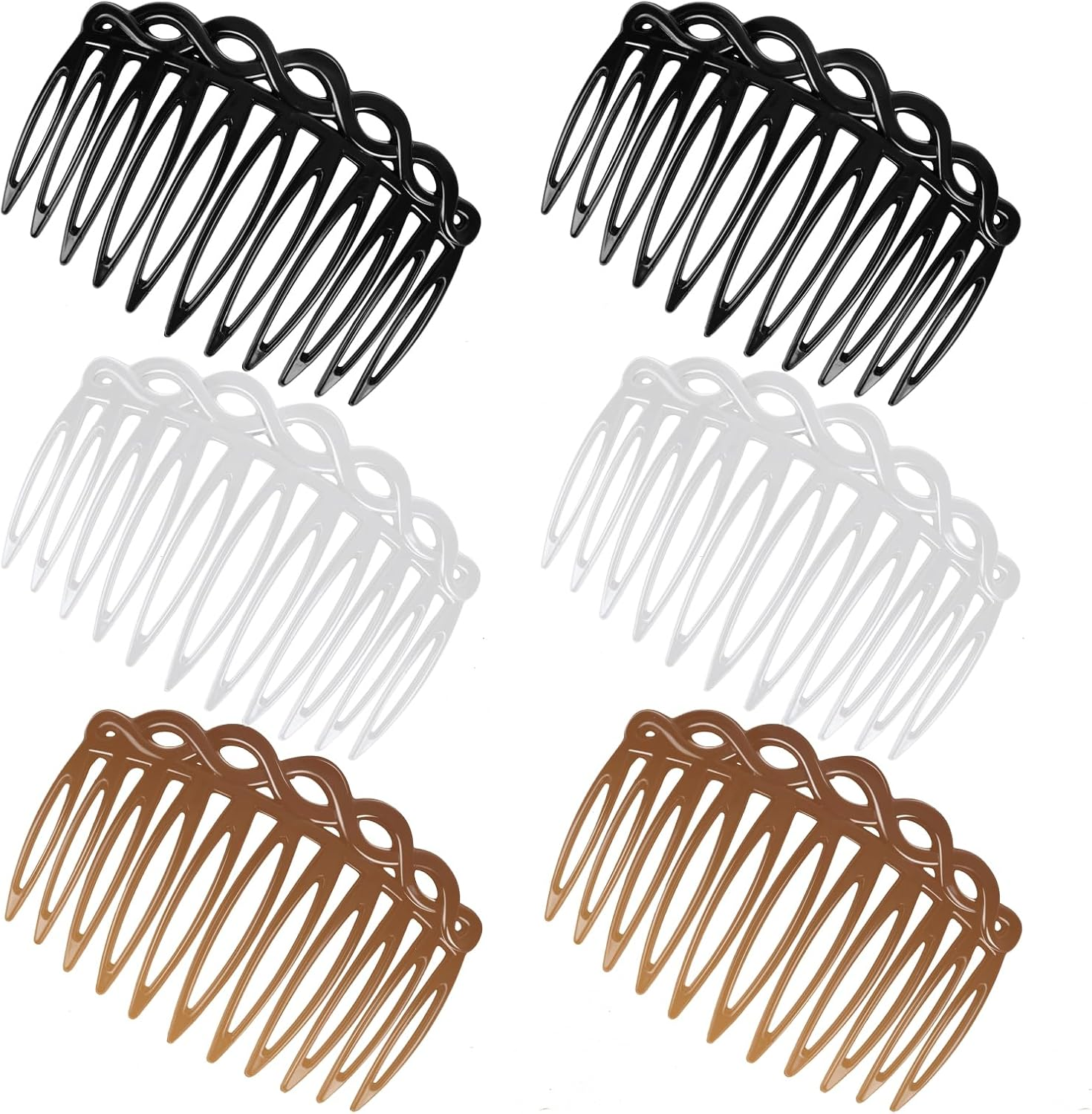 COMNICO 12 Pcs French Hair Side Combs, Women Hair Comb Accessories Set Plastic Twist Decorative Comb Hair Clips 4 Colors Bridal Wedding Veil Teeth Hair Combs for Multiple Hairstyles Girls Women image number 4