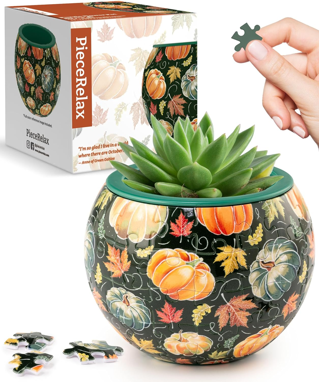 Piecerelax 3D Puzzle Planter - Smart - Happy Reading - Small round Plant Pots with Drainage, Home Decor Flower Pots for Indoor Cactus, Succulents Pots [K1102]