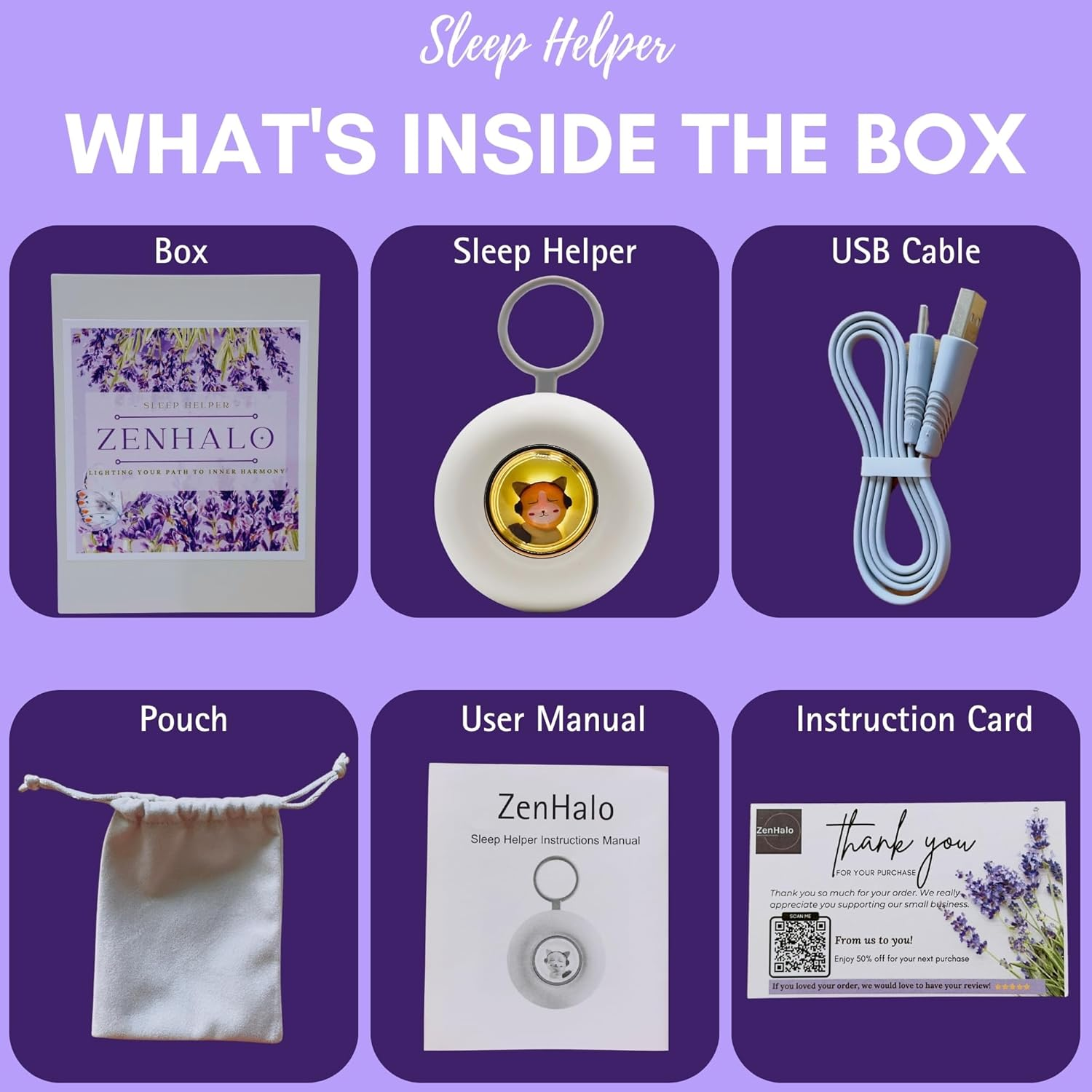 Handheld Sleep Aid Device | Jet Lag, Insomnia, Stress, & Anxiety Relief | Improve Sleep Quality, Mood, & Calm Carry | Promotes Natural Melatonin & GABA | ADHD Medication & Meditation Accessories | Gifts for Deep Sleep | Portable & USB Rechargeable (Sleepy Cat) image number 2