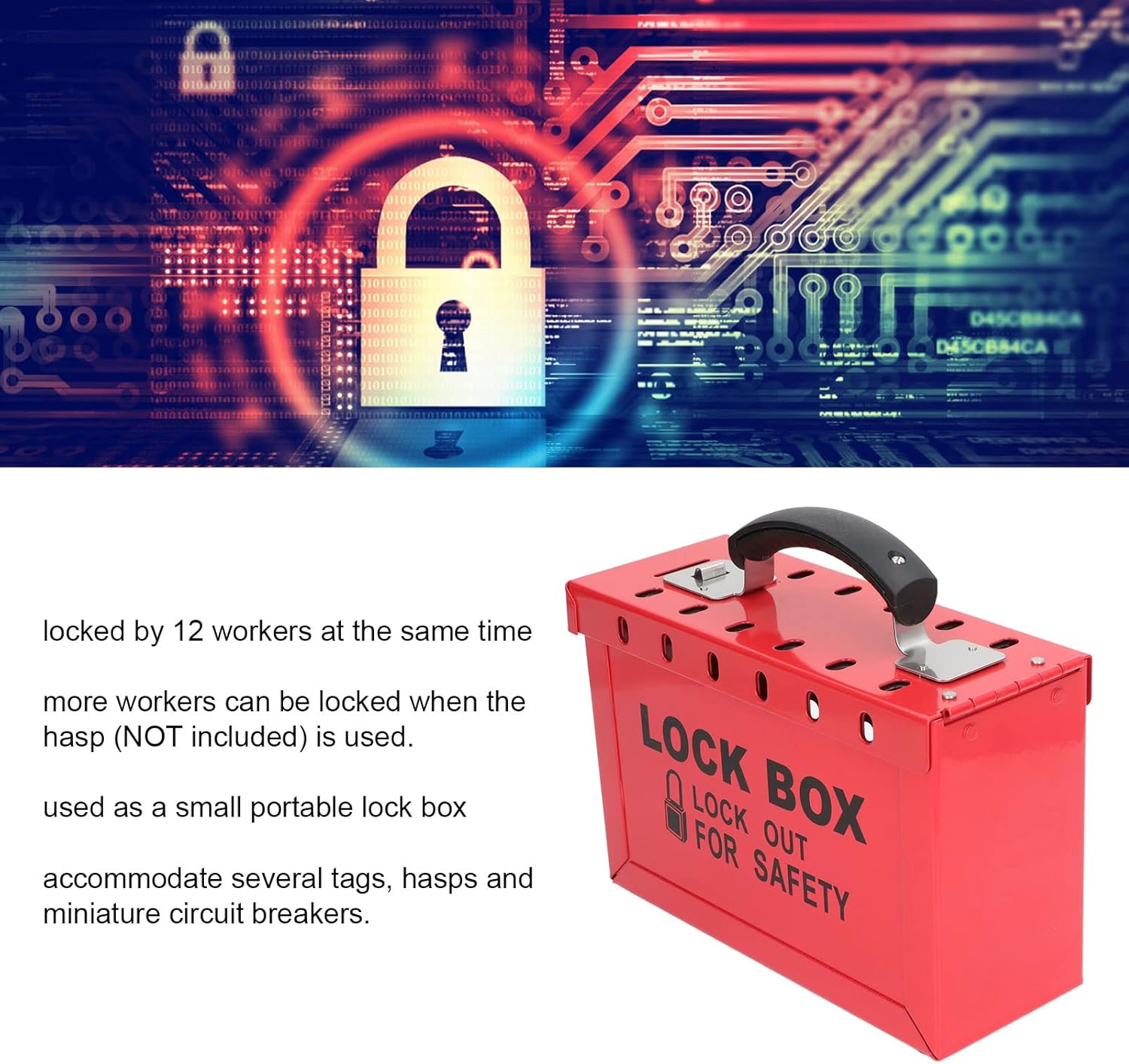 QANYEGN Padlock Group Lockbox, Portable Padlock Station Box, 12 Lock Security Lock Box for Holds 12 Locks(Not Included) image number 4
