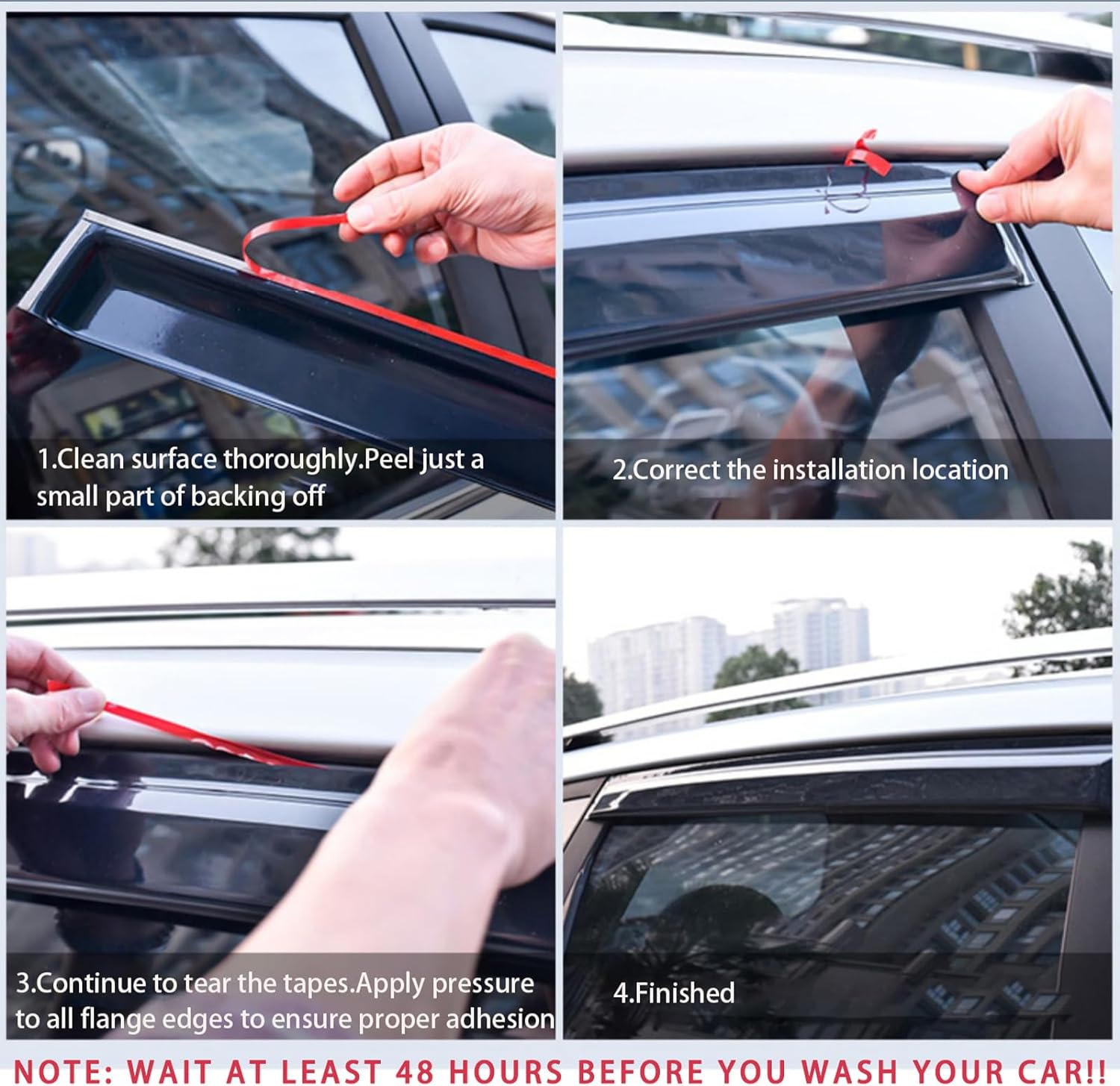 Tape on Window Visors Rain Guards for 2007-2013 Chevrolet Silverado & GMC Sierra 1500/2500HD/3500HD Extended Cab,Side Window Deflectors Vent Visors,Easy Install,Car Accessories for Weather Protection