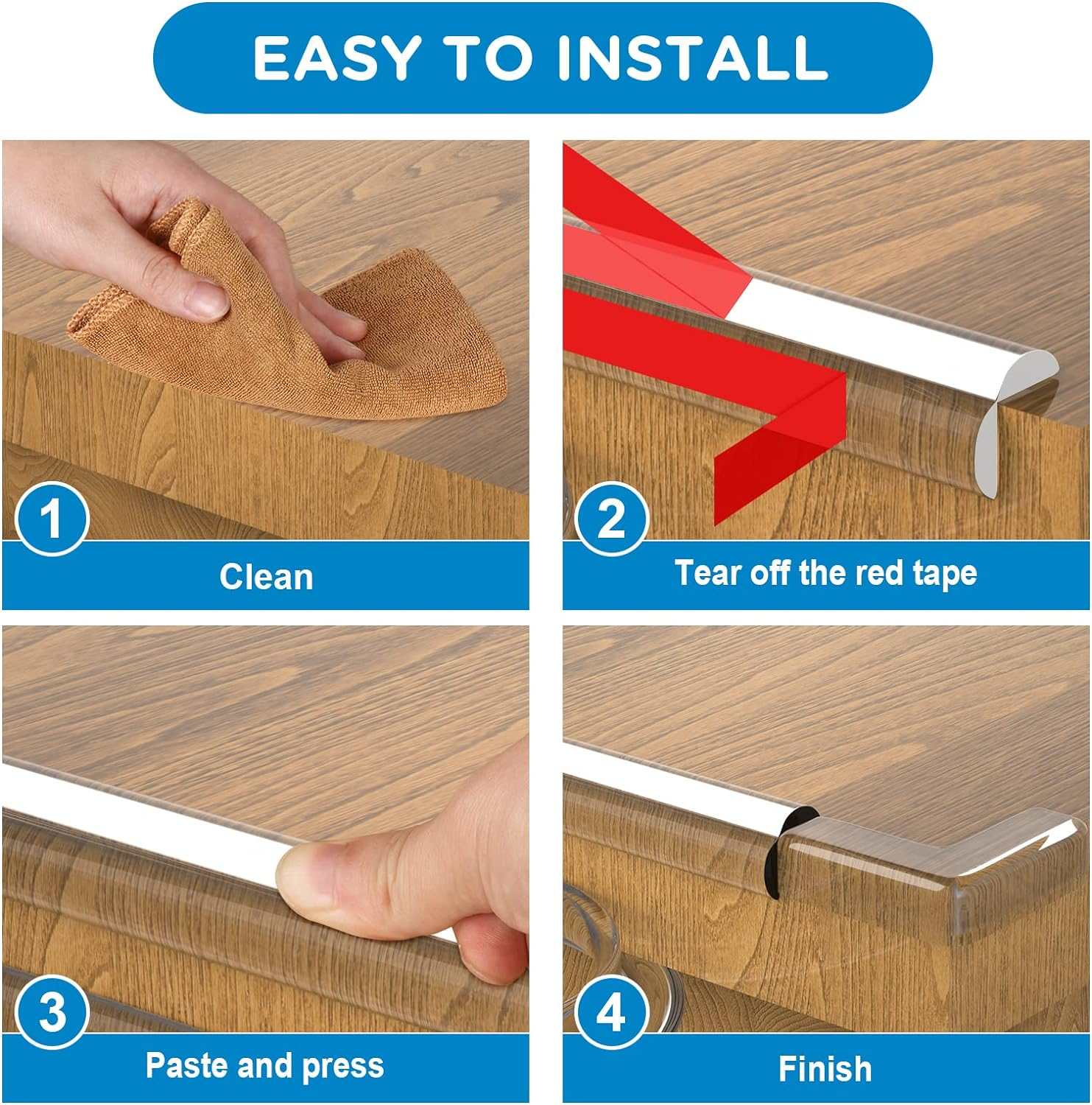Clear Corner Protectors,Corner Protector Baby Proofing 32.8Ft(10M) with 4 Corners,Furniture Corner Guard & Edge Safety Bumpers,Soft Edge Protector with Strong Adhesive image number 2
