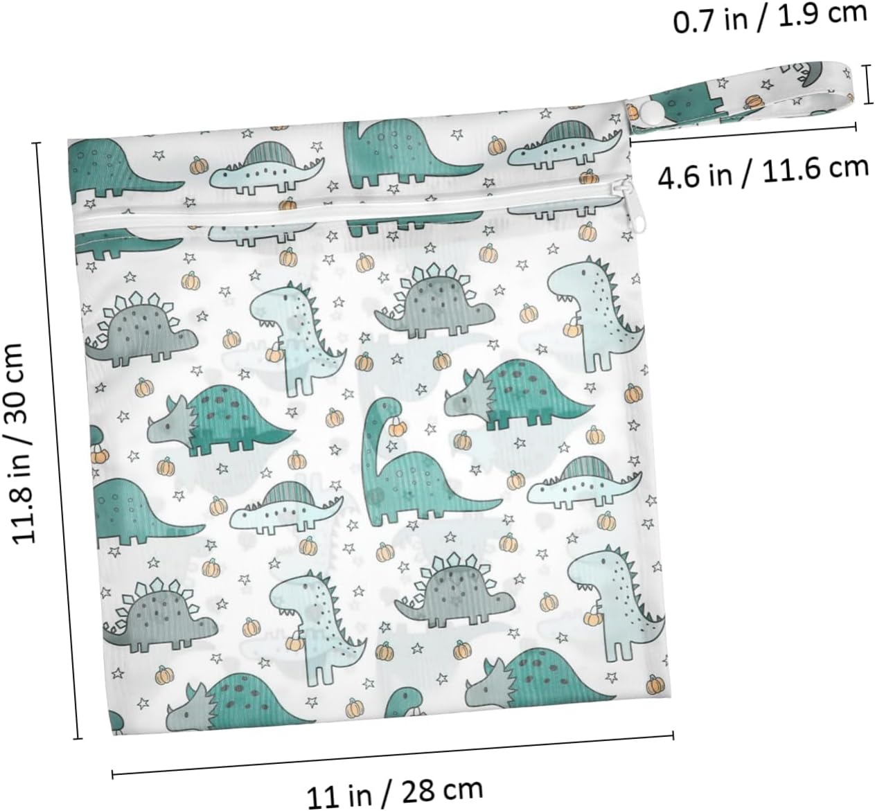 YARNOW 2Pcs Cartoon Dinosaur Wet Bags for Boy Girl with Zipper Closure Lining Multi Functional Storage Pouches for Diapers Swimsuits Travel Essentials image number 3