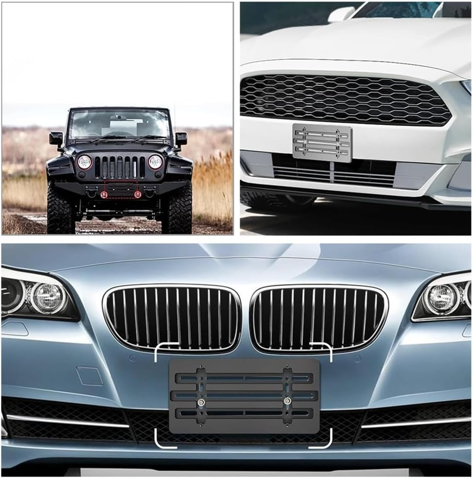 Black License Plate Bracket Holder,Number Plate Holder,Car Number Plate Holder,Front License Plate Bracket with 6 Screws and Wrench Kit,Easy Mount,Frame Tag Universal for Car Truck Van SUV