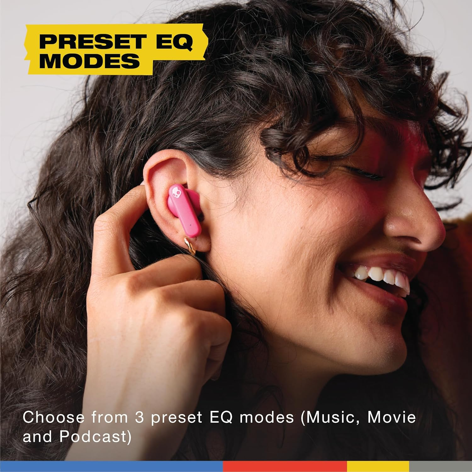 Skullcandy Smokin&rsquo; Buds Wireless Earbuds, Bluetooth Headphones, Noise Isolating Fit, up to 20 Hours Battery, IPX4 Sweat and Water Resistant, Microphone for Iphone Android - Pink image number 4