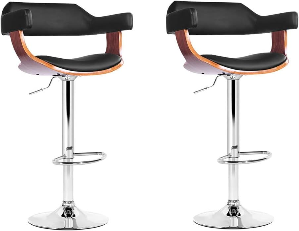 Artiss Bar Stools Stool Set of 2 Adjustable Kitchen Swivel Counter Barstools Dining Chair Chairs Gas Lift Faux Leather Backrest in 62-82Cm Seat Height Floor for Home Bar Dining Room Cafe Outdoor image number 4