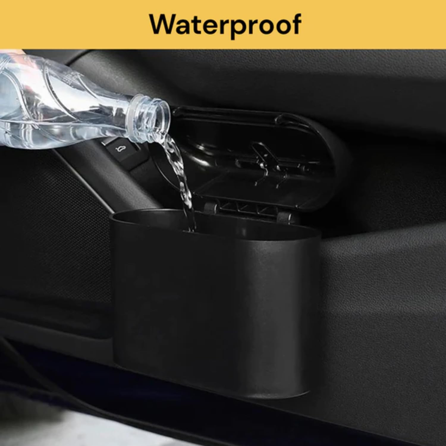 EZONEDEAL Car Trash Can with Lid, Portable Hanging Mini Car Trash Can, Auto Dustbin Garbage Organizer Holder, Wastebasket Trash Container Bin for Car, Vehicle, Home, Office, Car Organizer -Black image number 4