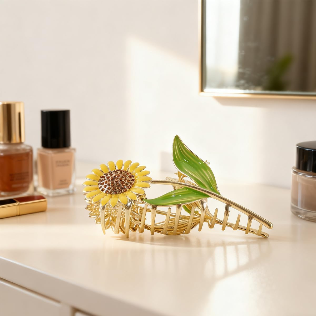 Hoite Sunflower Hair Clips, Elegant Nonslip Hair Clips Fashion Flower Shaped, Long Thick Thin Curly Gift for Women image number 3