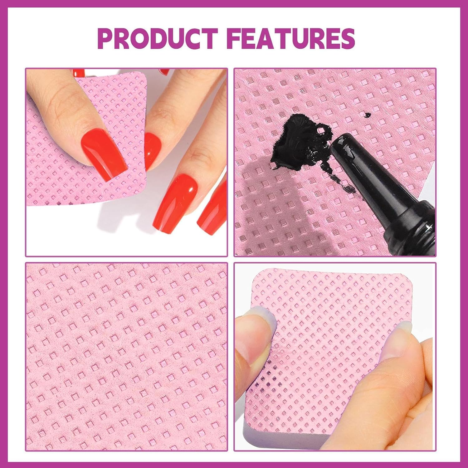 Vgvgaj 200 Pieces Lint Nail Wipes Eyelash Extension Glue Wipes Non Woven Fabric Nail Cleaning Pads Soft and Gentle Lint Pad for Gel Nails for Women image number 4