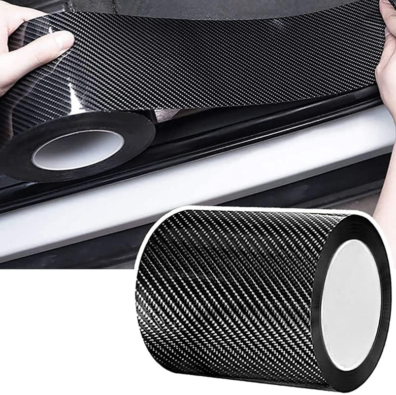 10CM*5M Universal Car Door Sill Protector Edge Sticker Carbon Fiber Car Sticker Door Sill Scuff Anti-Scratch Tape Protector Kit for Most Cars image number 6