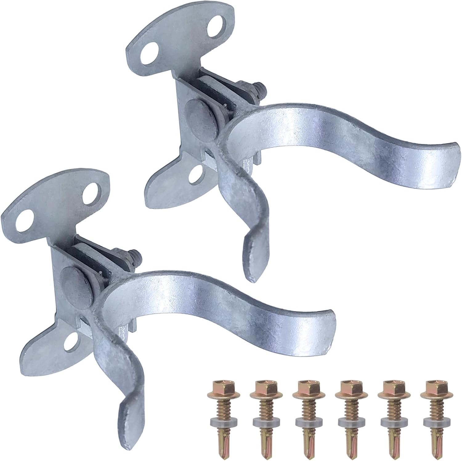 2Pcs Galvanized Steel Wall Mount Gate Latch Chain Link Gate Frame Wall Mount with Srcrews (1-5/8") image number 1