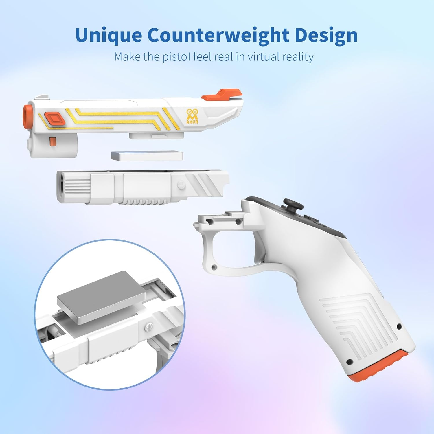 AMVR VR G-Un Stock Attachment Compatible with Quest 3S/Quest 3 Accessories, Weighted P-Istoi Grip Enhance FPS Game Experience Holding Feel, VR Accessories for anti Slip Handle Shell Cover Protector image number 3