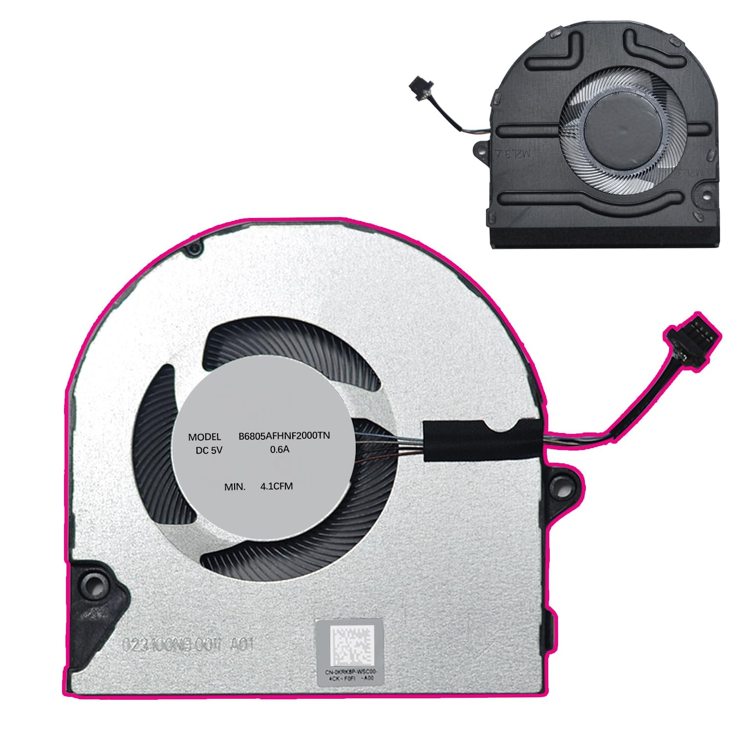 0KRK6P, Laptop CPU Cool Fan Replacement Compatible with Dell Inspiron 14 5410 5415 5418, 15 5510 5515 5518, 7400, 7415 2-In-1 2021 Series, for Vostro 14" 14 5410 5415, 5510 5515 image number 2