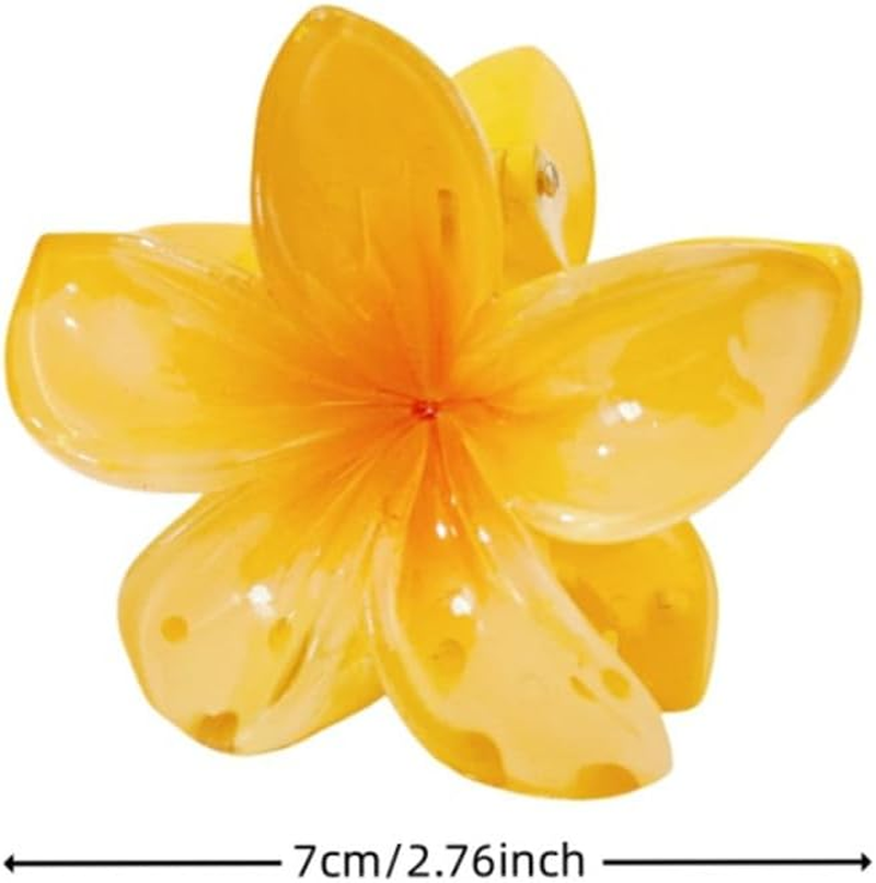 Naisfei 8 PCS Plumeria Flower Hair Claw Clips, Flower Hair Clips Large Plumeria Clips Hibiscus Hair Clips, Hawaiian Flower Hair Claw Clips,Non Slip Flower Claw Clips,Cute Flower Hair Clips image number 1