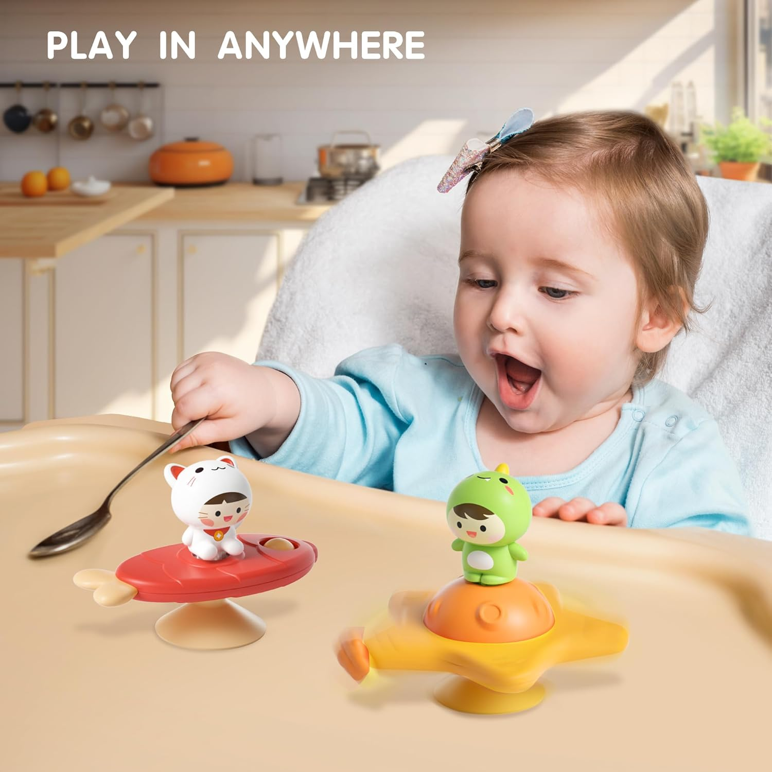 SVIOKODX 6PCS Suction Cup Spinner Toys,Baby Bath Toys,Sensory Toys for 1-3 Year Old Boy Girl,Baby Essentials for Travel,Fidget Toys for Toddlers 1-3,Birthday Gifts for 1-3 Year Old Boys and Girls image number 5