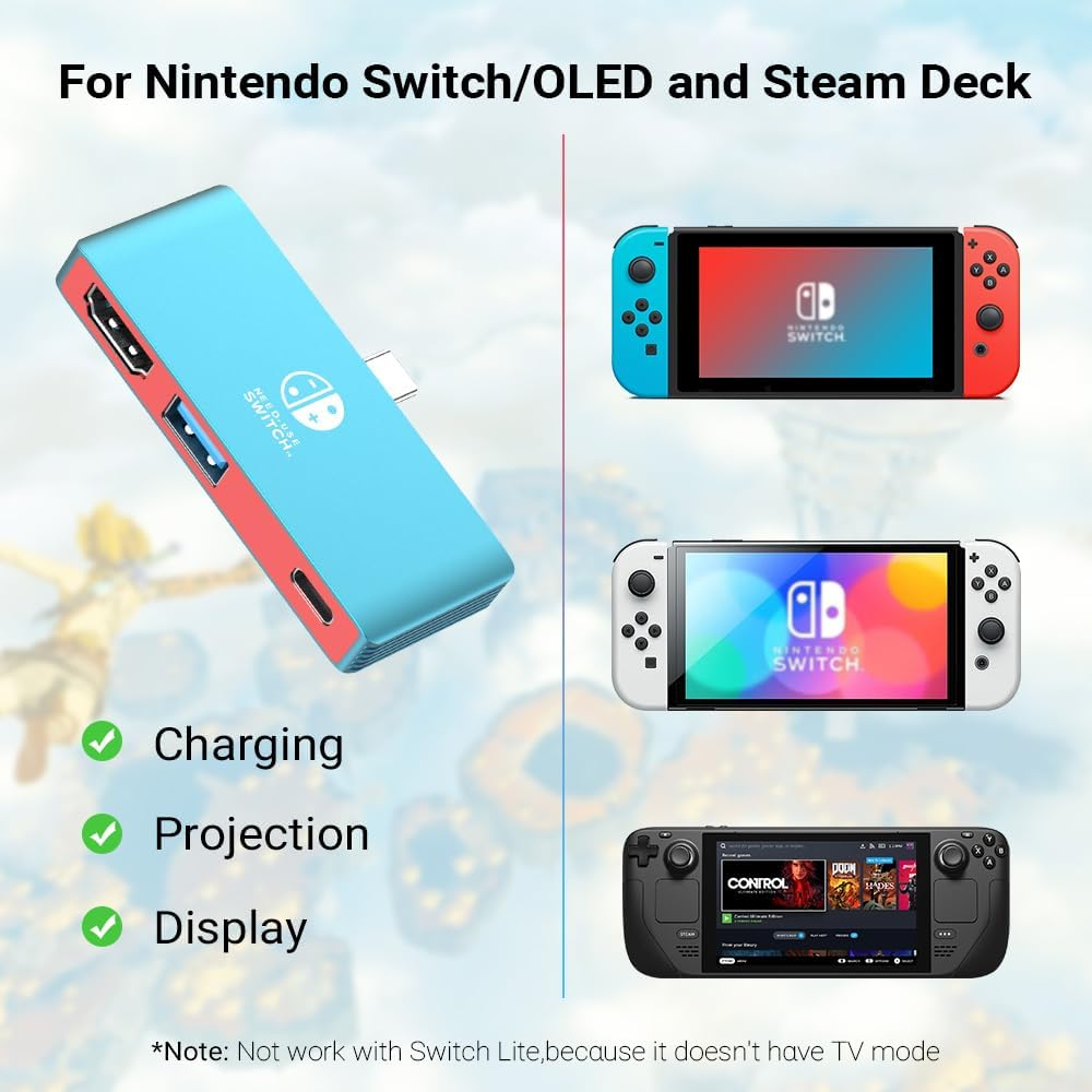 GOPALA Portable Switch Dock Replacement - 4K HDMI TV Dock with 100W PD Charging for Nintendo Switch/Oled/Steam Deck image number 4