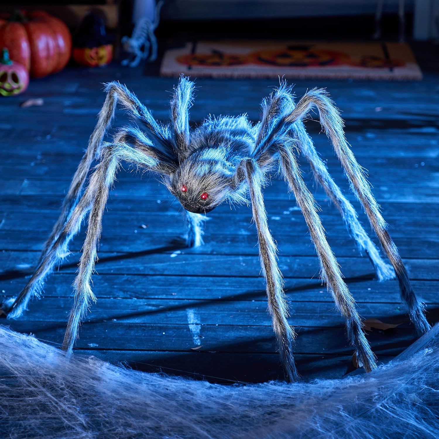 JOYIN Halloween Outdoor Decorations Giant Spider, Scary Large Spider Props for Yard Lawn Halloween outside Decor and Indoor Party Decor, Gray (Standing Height Is 15 Inches) image number 2