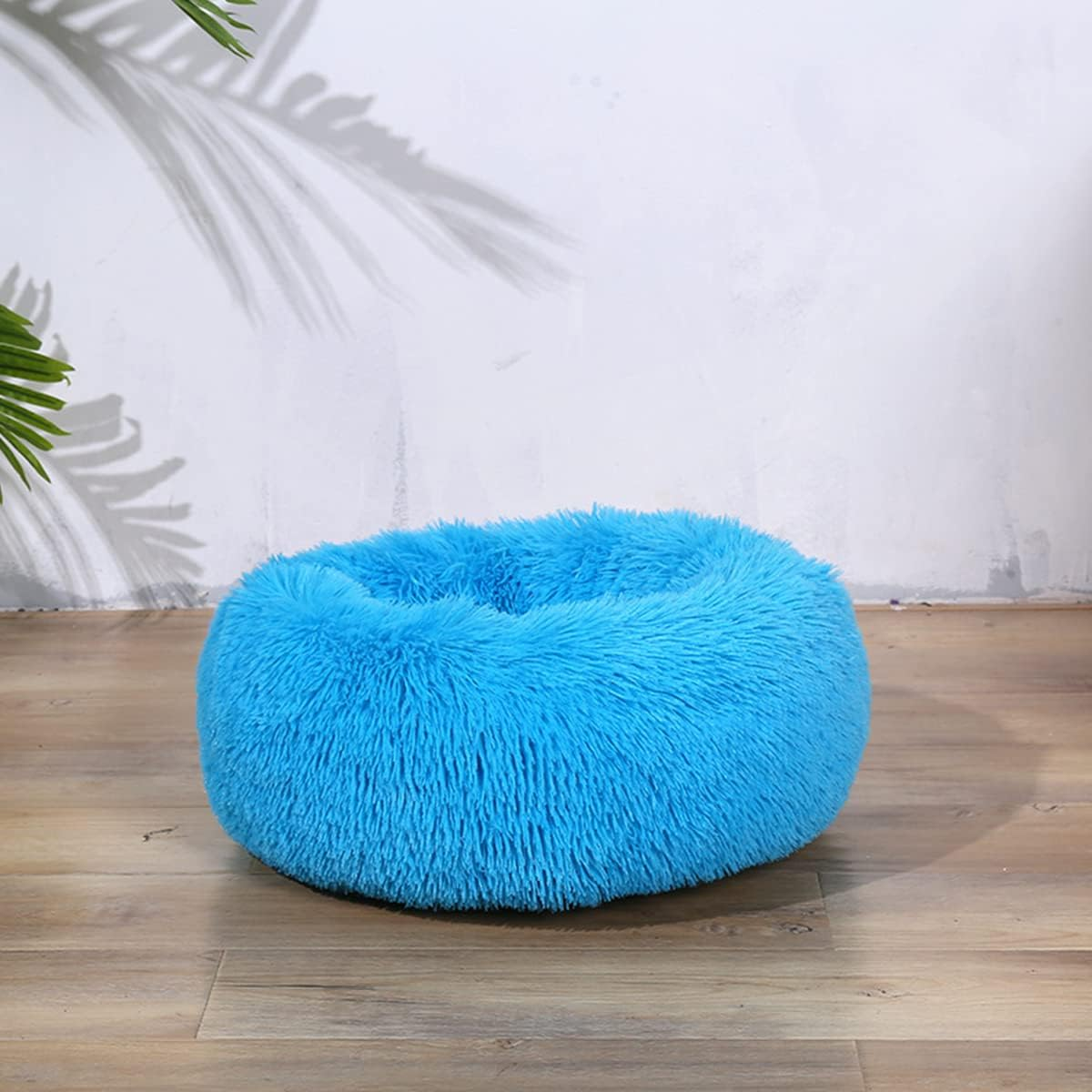 Calming Dog Bed & Cat Bed, Warming Cozy Soft Dog round Bed, Fluffy Faux Fur Plush Dog Cat Cushion Bed for Small Medium Dogs and Cats，Diameter16In