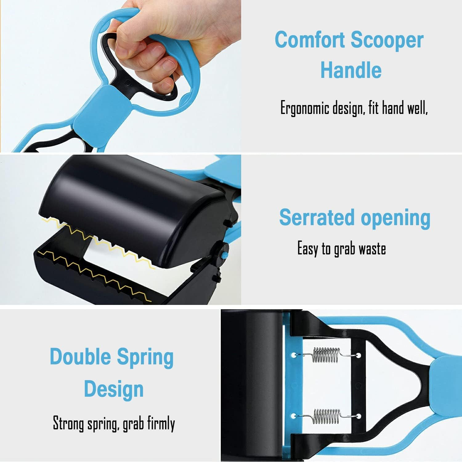 Pet Dog Pooper Scooper, Durable Handle Dog Poop Pick up Tool (Blue) image number 2