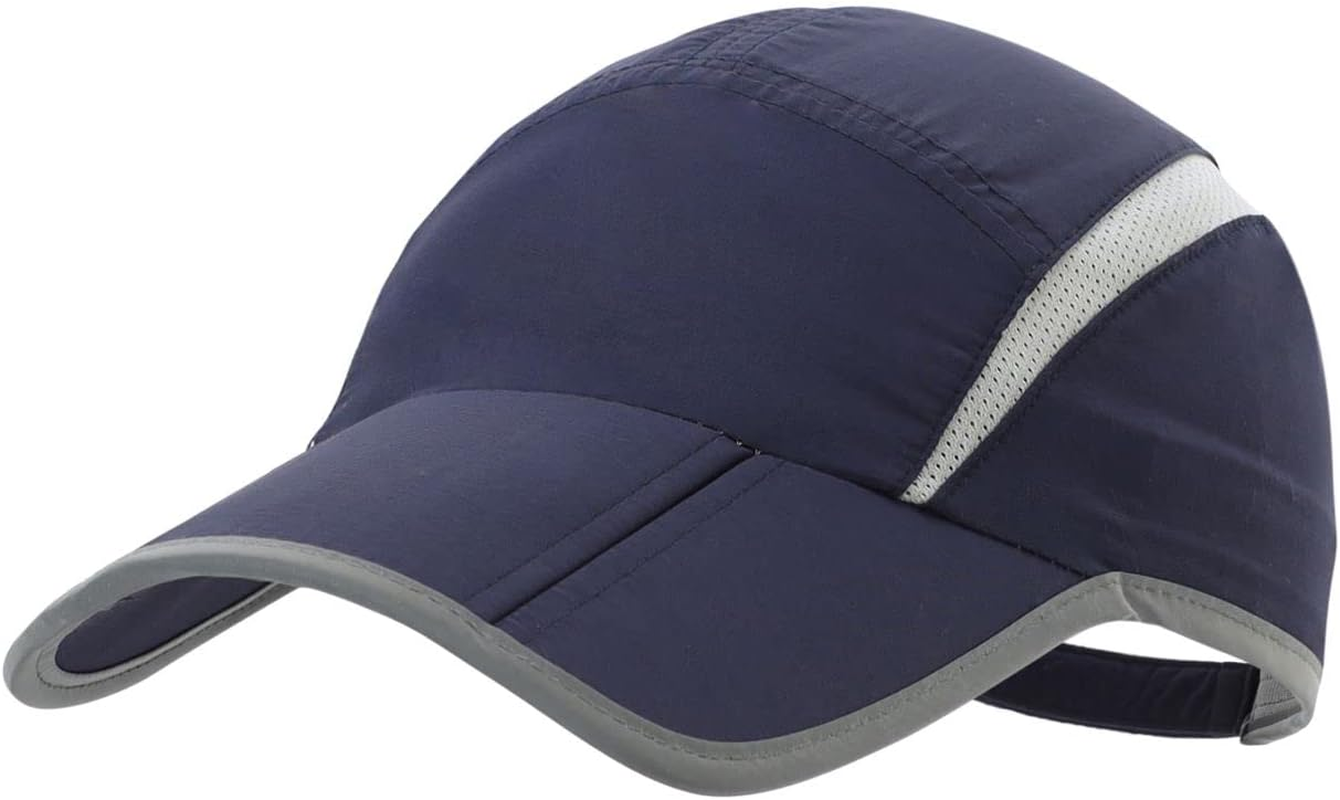 Magracy Unisex Quick Drying Sports Cap Summer Breathable Foldable Running Cap with Reflective Brim - Black image number 4