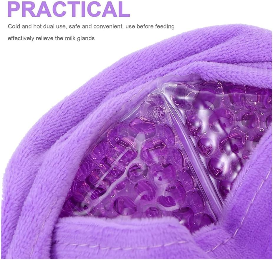 2 Pack Breast Ice Pack Cooling Breast Gel Pads with Soft Plush Backing for Pain Relief of Breastfeeding Swelling (Purple) image number 6
