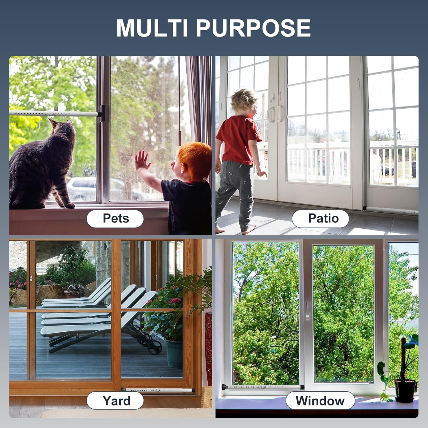 DIIG Sliding Door Security Bar，17.7-50.5Inch Adjustable Locking Window Safety Bar with Rubber Tips,Diameter 1Inch Window Security Bar for Home Apartment （White） image number 4