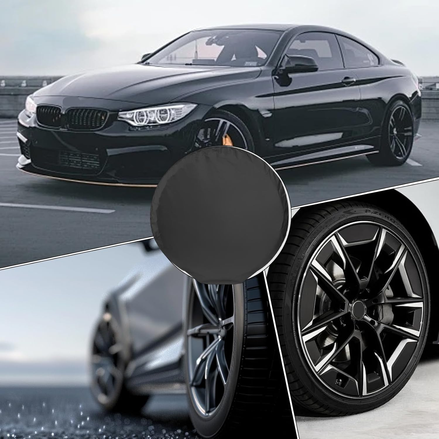 Wheel Tire-Cover &ndash; Tire-Covers, Waterproof Trailer Accessories | Fits 27-31 Inch Tire Diameter, Rv Suv Truck Protection Theme, Heavy Duty Outdoor Storage Design, All Season Compact Camping Travel Gear - Black image number 6