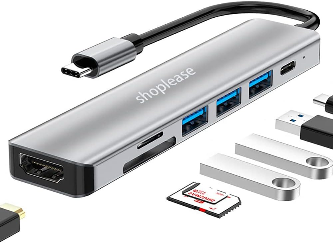 USB C Hub with 100W PD Port, 7-In-1 Type C Hub with 4K HDMI Adapter, 1 USB 3.0 Port & 2 USB 2.0 Ports, SD/TF Card Reader, USB C Multiport Docking Station for Macbook Pro, Chromebook, XPS, and Others image number 4