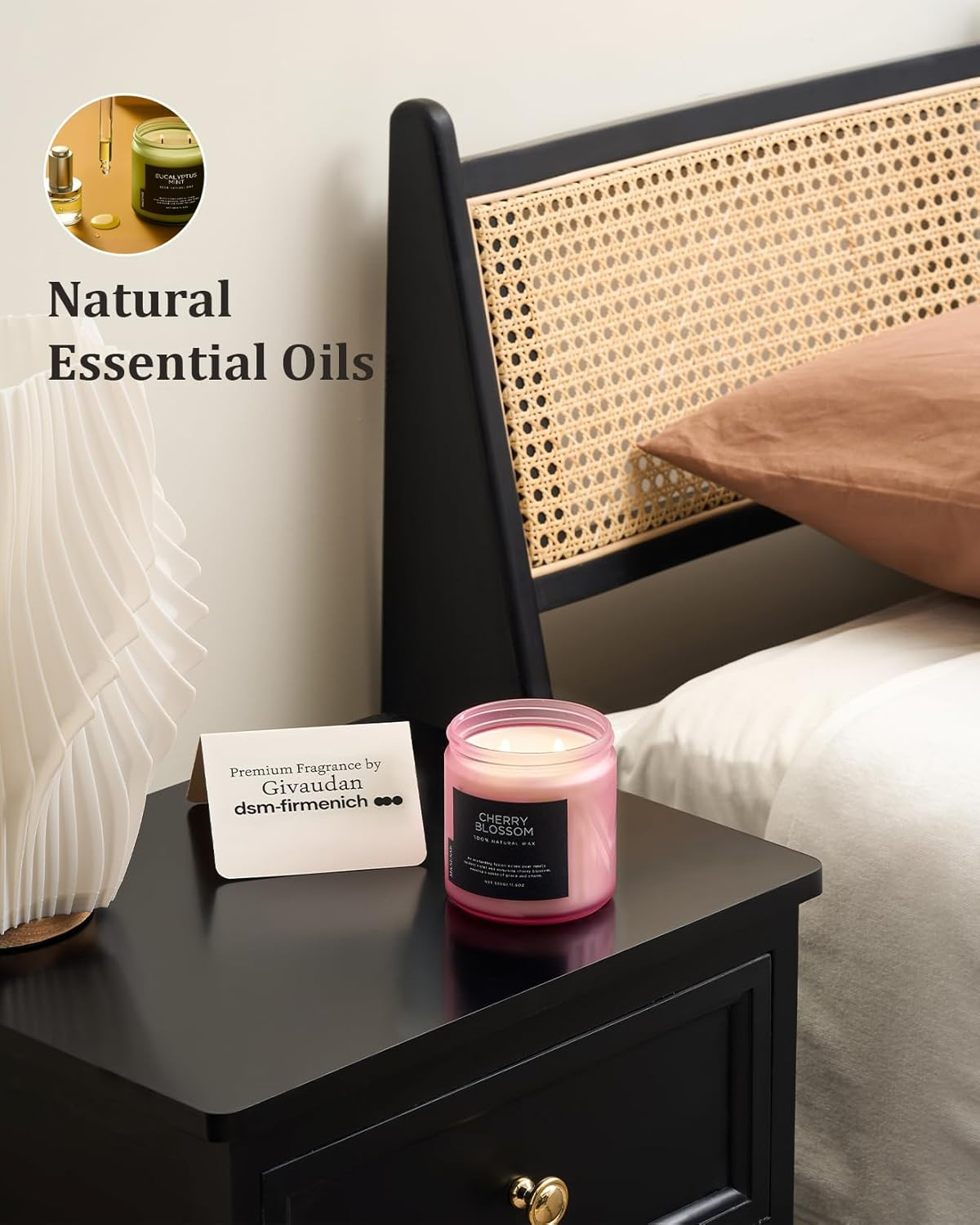 M&SENSE Cherry Blossom Scented Spring Candle, 70 Hours Long Lasting Soy Candles 11.6Oz, Stress Relief Aromatherapy Candles, Romanticcandle for Women, Glass Jar Candle Bedroom Decor image number 1