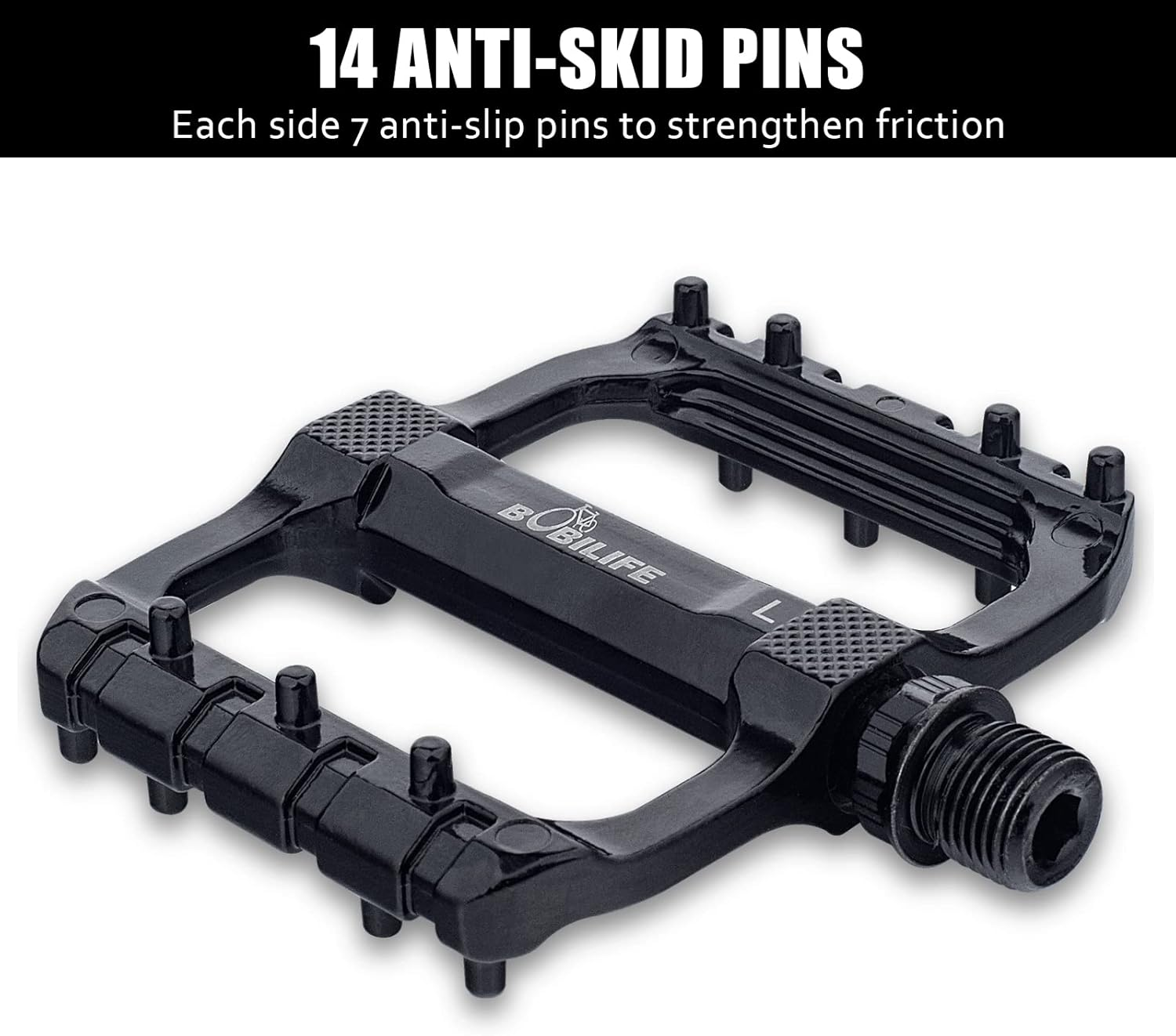 2 Bearings Mountain Bike Pedals - MTB Pedals Bicycle Flat Pedals Aluminum 9/16" Sealed Bearing Lightweight Platform for Road Mountain BMX MTB Bike image number 6