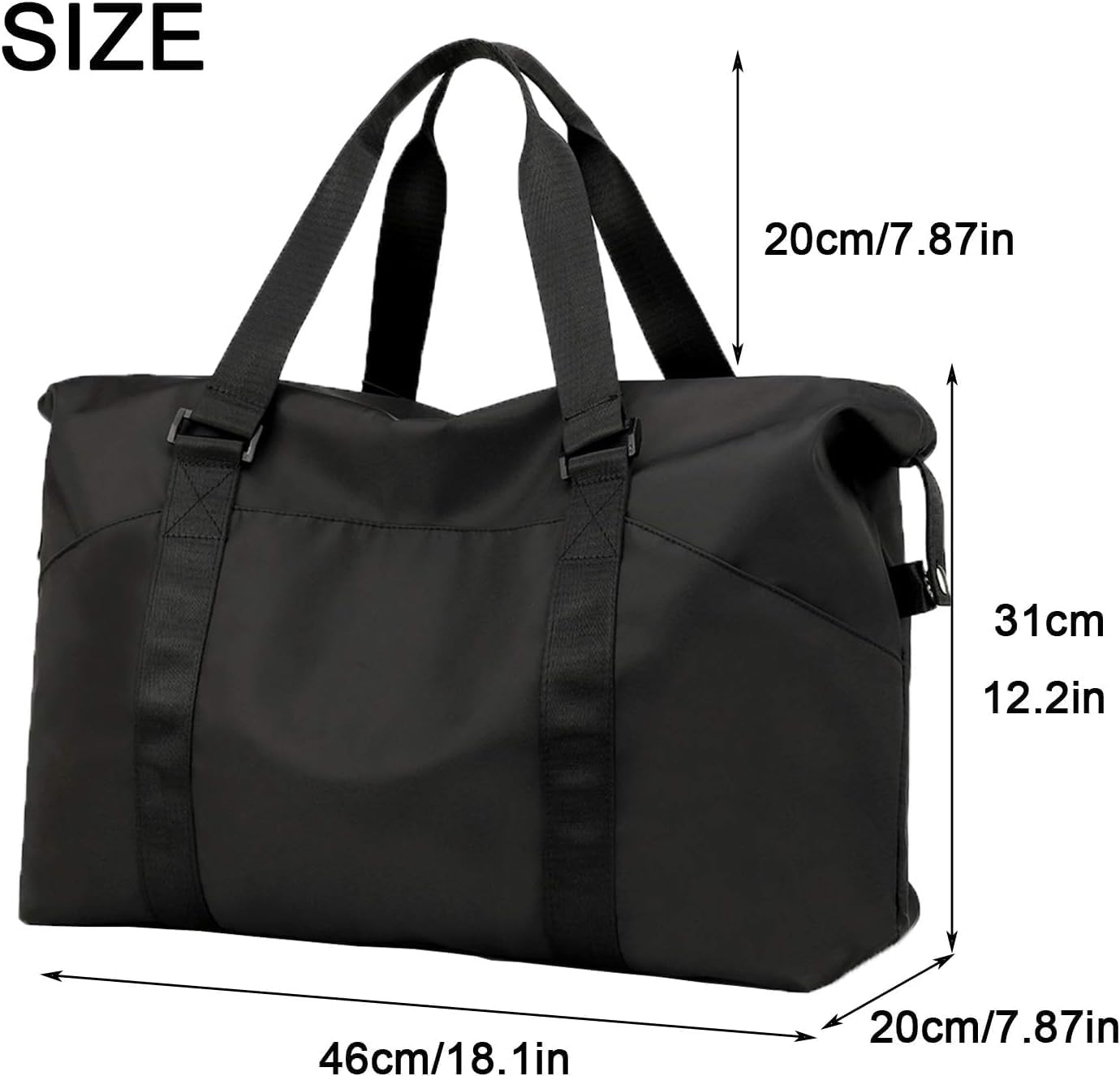 Sports Gym Bag for Women, Duffle Bag with Wet Pocket Compartment, Personal Item Travel Workout Bag (Black) image number 1
