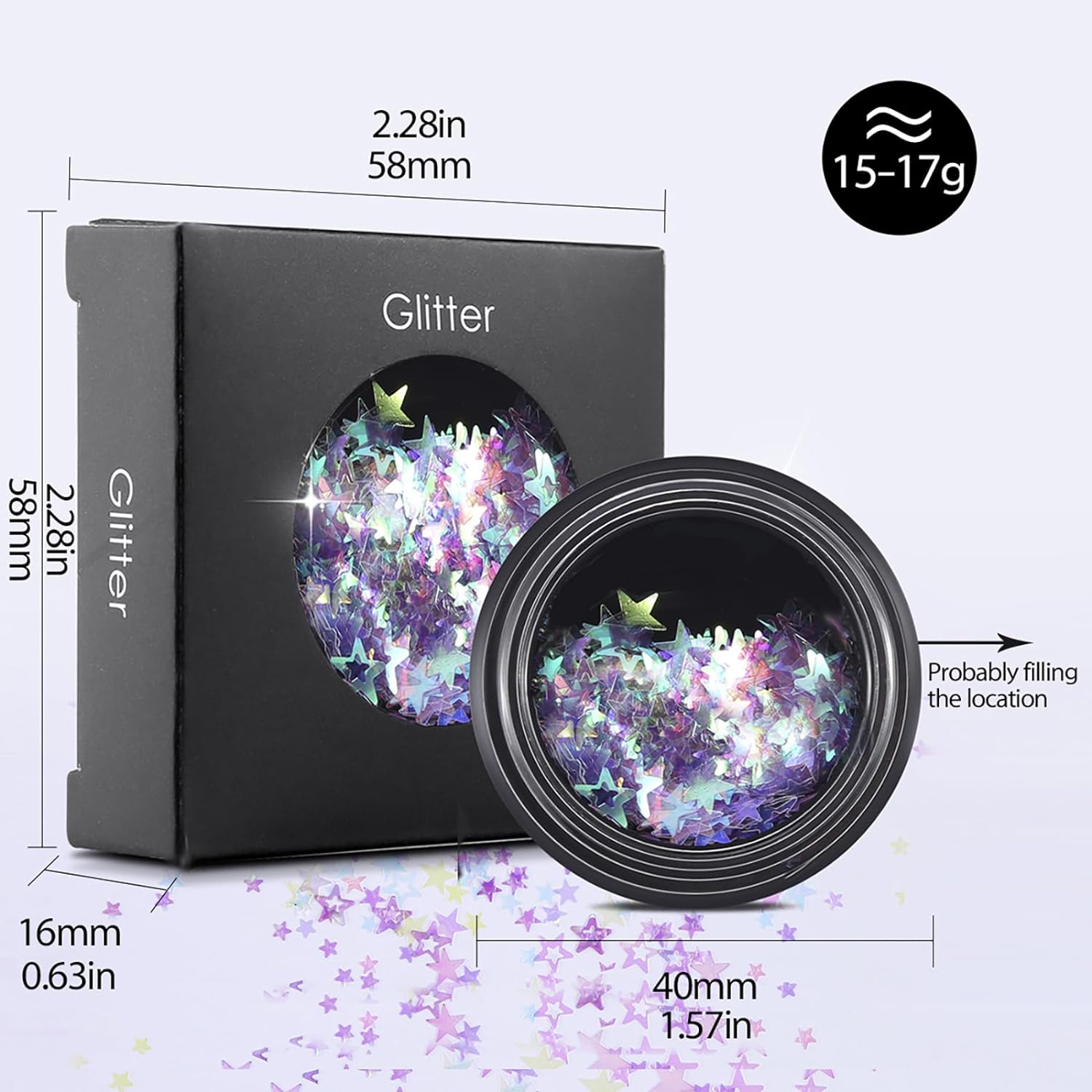 Joyeee Nail Glitter, 6Colors Chunky Holographic Glitter for Body Face, Professional Nail Art Accessory Supplies DIY at Home, Multiuse Glitter Body Tattoo Makeup for Kids Girl Party Wedding Festival image number 5