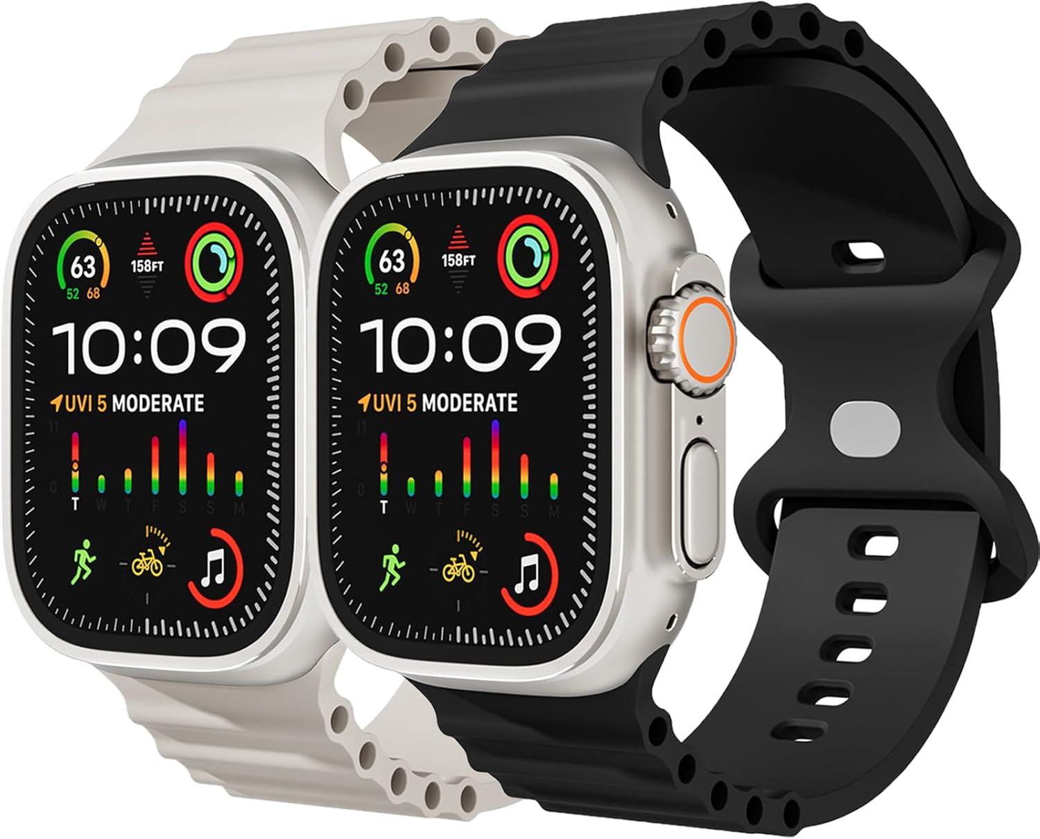 2 Pack Ocean Band for Apple Watch Strap 49Mm 42Mm 46Mm 44Mm 45Mm 41Mm 40Mm 38Mm Men Women,For Apple Watch Band Silicone Breathable Bracelet Wristband Iwatch Ultra3 Ultra Series 11 10 9 8 7 SE2 6 5 4 3