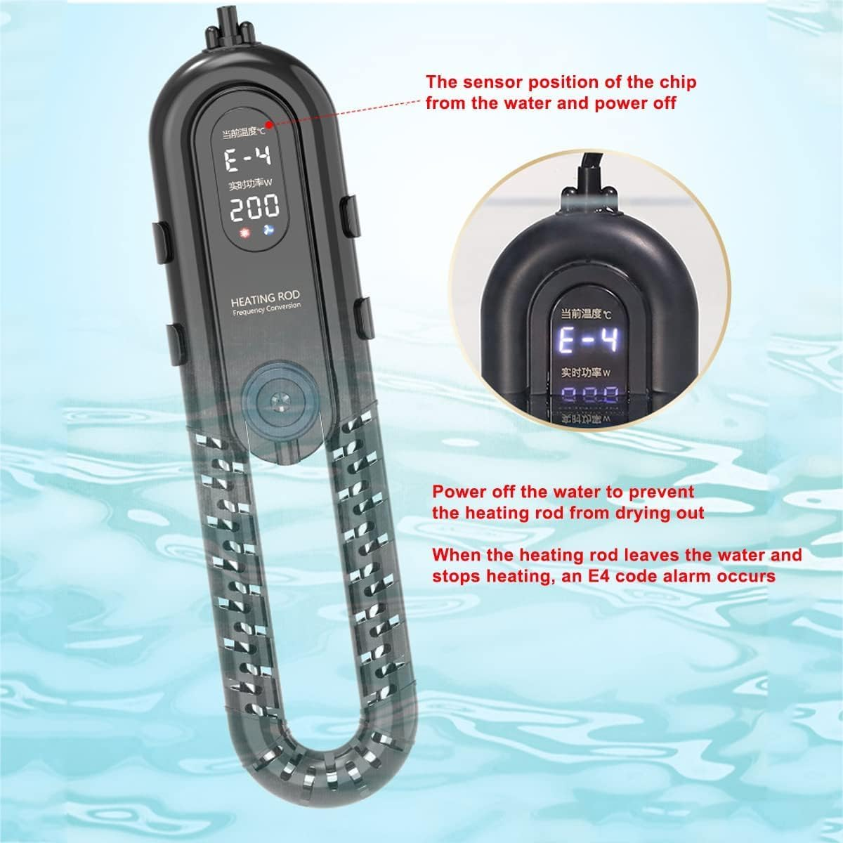 AIMALL Sensen Fish Tank Heating Rod, Automatic Constant Temperature Aquarium Heater, Frequency Conversion, Power-Saving, Explosion-Proof, 13.4X3.35X1.97 Inches image number 3