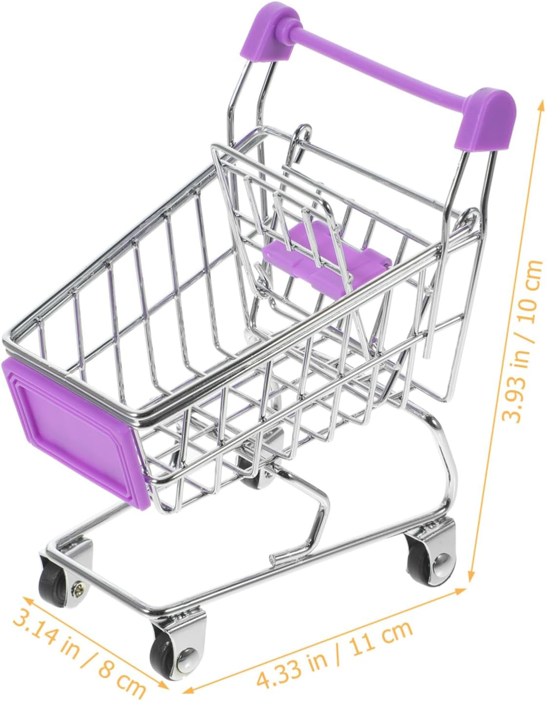 BESPORTBLE Mini Shopping Cart Storage Basket with Wheels Metal Plastic Desktop Organizer for Pens Cosmetics Gadgets Random Color Mini Cart Trolley for Office and Home Use Compact Random Color image number 1