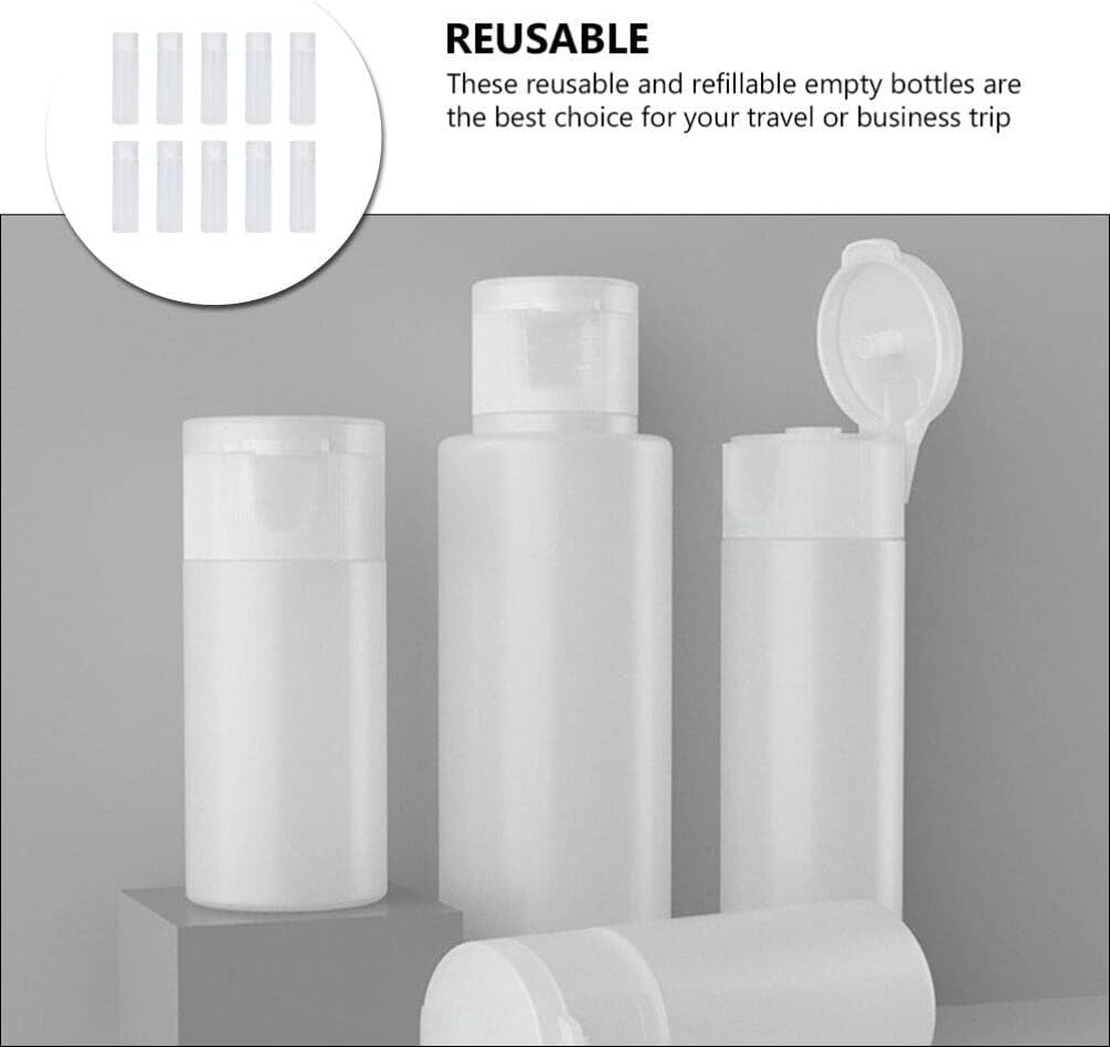 SOLUSTRE Flip-Top Empty Bottle Set of 10 Refillable Travel Containers for Lotion Shampoo and Moisturizers 6.1Cm X 2.1Cm image number 3