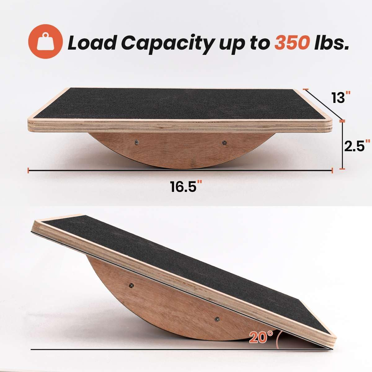 Wobble Board for Adults - Anti-Slip Balance Board for Physical Therapy, Standing Desk, Core Strength - Wooden Rocker Board image number 1
