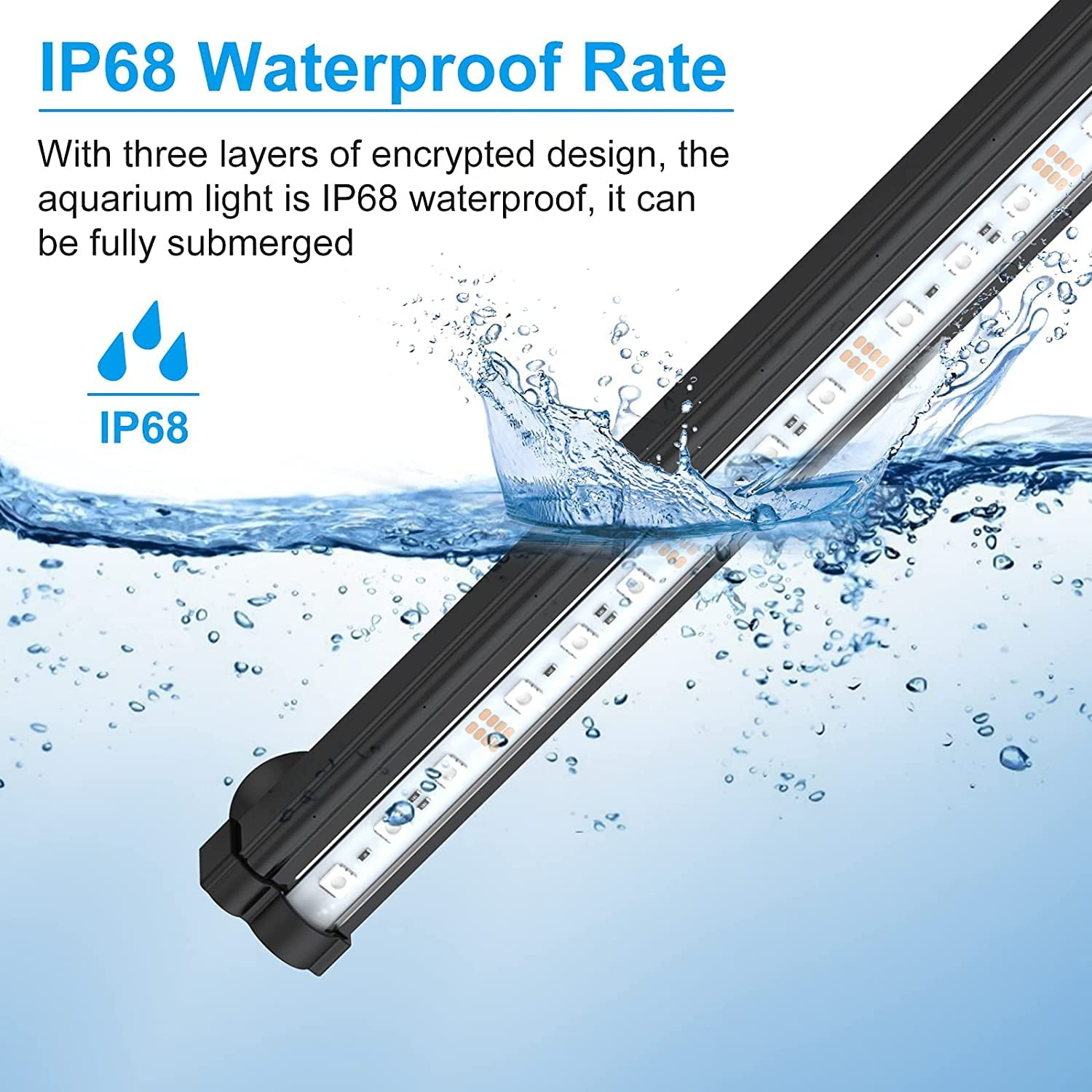 28-88CM RGB LED Fish Tank Light, Abeststudio Submersible Aquarium Light with Air Bubble Hole, IP68 Waterproof, 16 Colors Changing LED Lights (68Cm (For 70-80Cm Tank)) image number 2