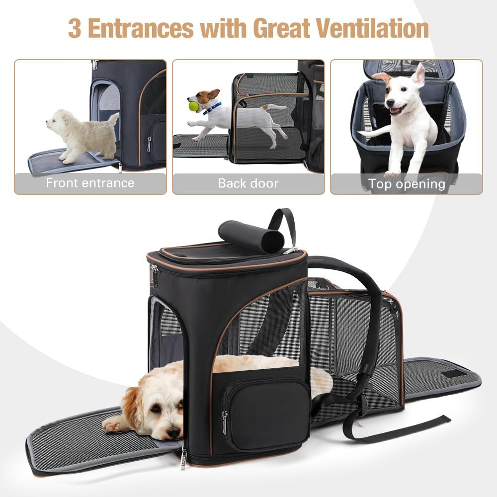 Lekereise Black Cat Backpack for Large Cats and Dogs up to 20-25 Lbs Expandable Pet Carrier Backpack Dog Backpack with Safety Leash, Xx-Large, (BP-21059) image number 5