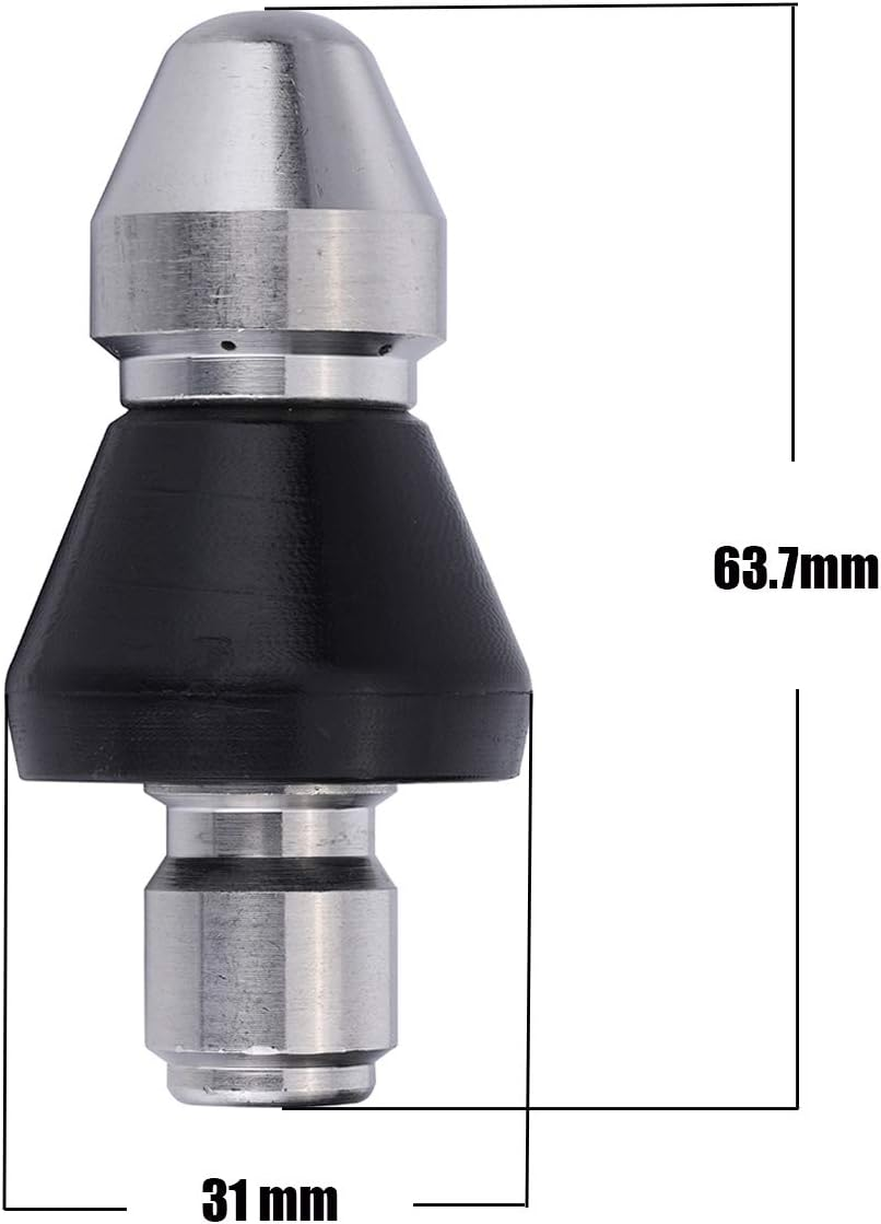 2Pack Pressure Washer Sewer Jetter Nozzle,Durable Sewer Jet Nozzle,Drain Cleaning Water Jetter,5000 PSI, 3/8 Inch Quick Release Plug (3/8 Inch- 2Pack) image number 5