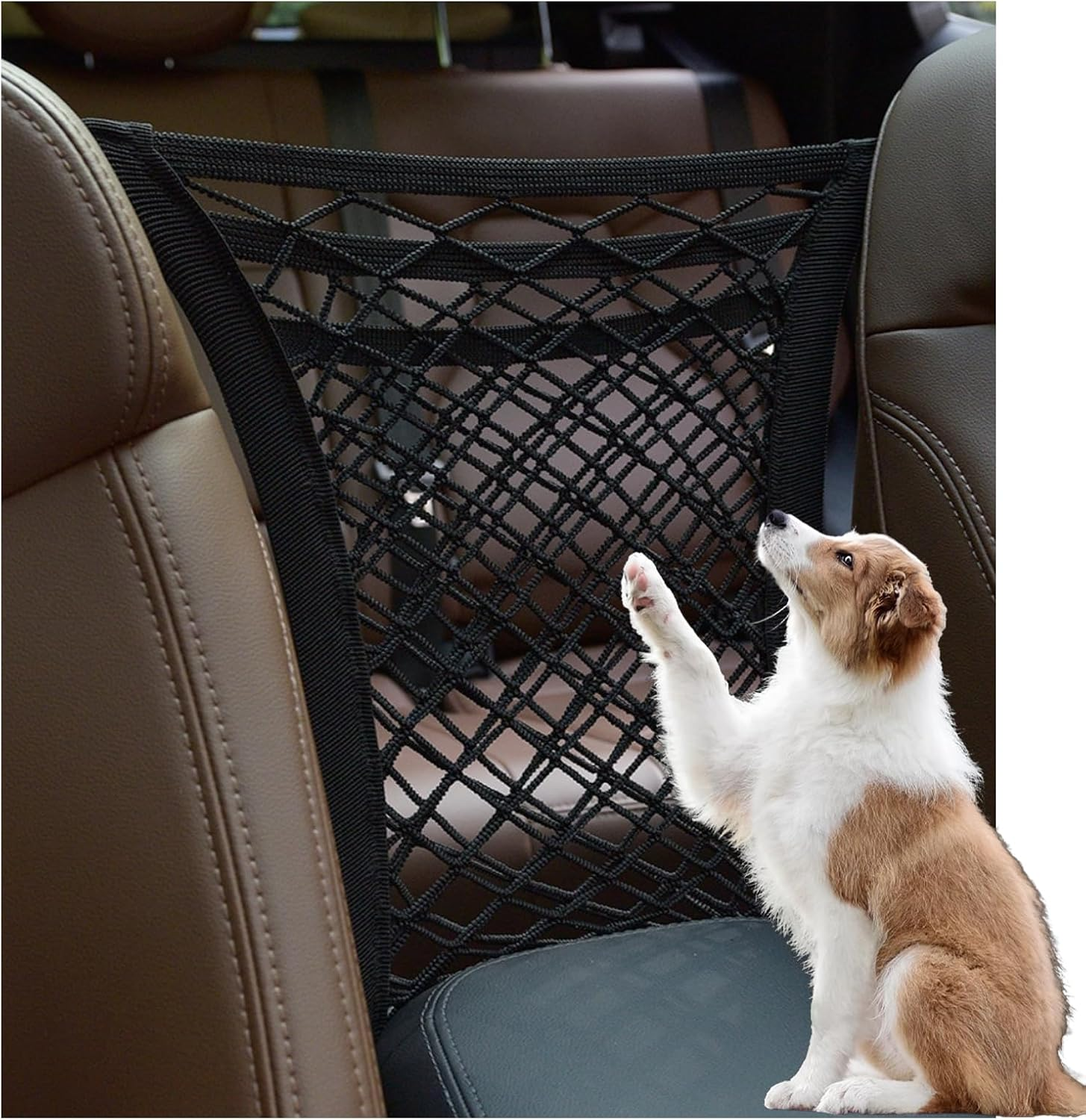 Car Pet Barrier Net with 3-Layer Mesh Storage Bag, Universal for Cars, Suvs, Trucks, Dog Car Divider for Safety, Travel, Retractable Storage Bag, Car Seat Storage image number 6