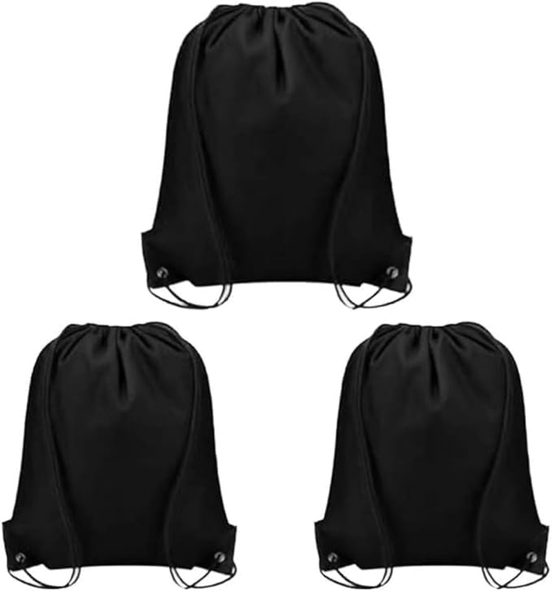 Fabselection 3Pcs Drawstring Backpack Bulk Drawstring Bag Nylon Cinch Sack Backpack Bag,Drawstring Bag String Backpack Bulk Tote Sack Cinch Bag Sport Bag Nylon Draw String Sport Bag（Black） image number 2
