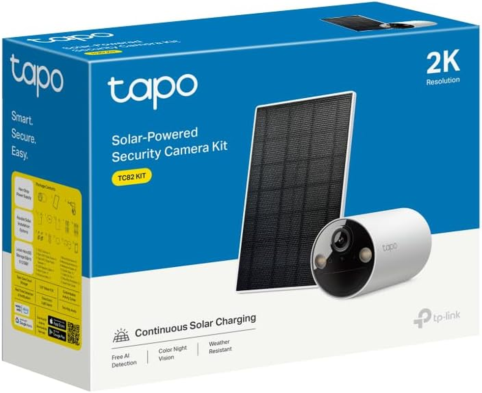 Tp-Link Tapo Smart Home Solar-Powered Security Camera Kit, Wireless, 2K 3MP, IP65, Colour Night Vision, Person Detection, Notification, No Hub Required, SD Card Slot, App Remote Control (TC82 KIT) image number 3