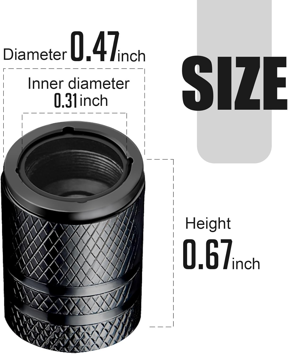 Tire Valve Stem Caps - (4 Pack) Premium Metal Air Caps with Plastic Liner, Durable, Corrosion Resistant and Leak-Proof, Universal Fit for Cars, Trucks, Motorcycles, and Bikes - Black image number 4